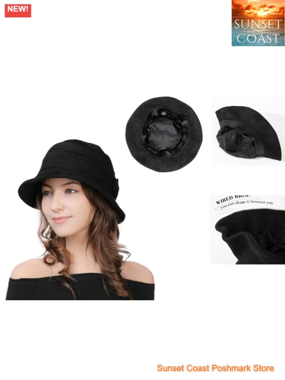 Comhats Womens 1920s Vintage Cloche Bucket Hat Packable Floppy Winter Party